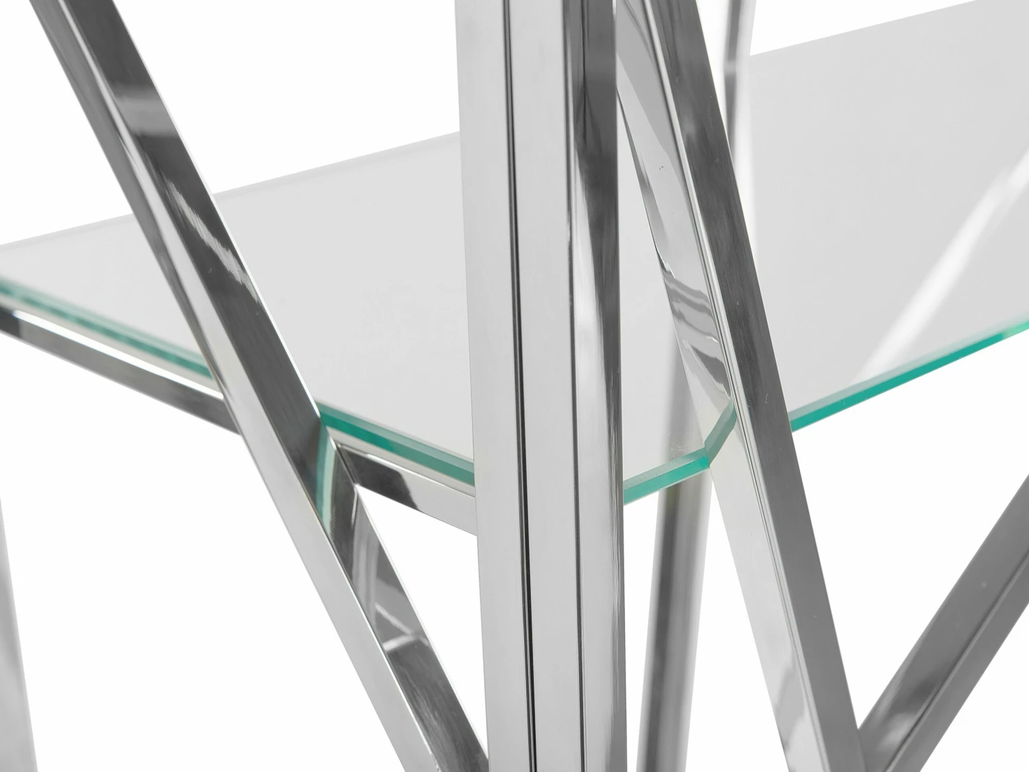 Regal Edelstahl Silber Glänzend Glasböden 4 Fächer HOXIE – Bild 7