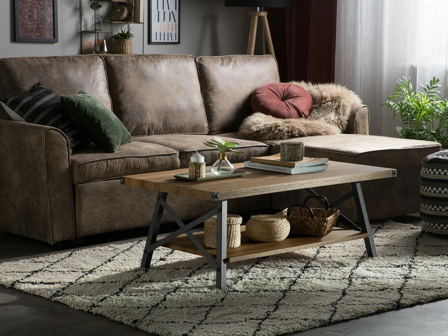 Couchtisch Dunkler Holzfarbton Rechteckig 100 X 55 Cm CARLIN – Bild 2