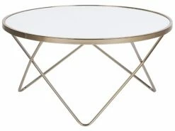 Couchtisch Weiß / Gold ⌀ 80 Cm MERIDIAN II