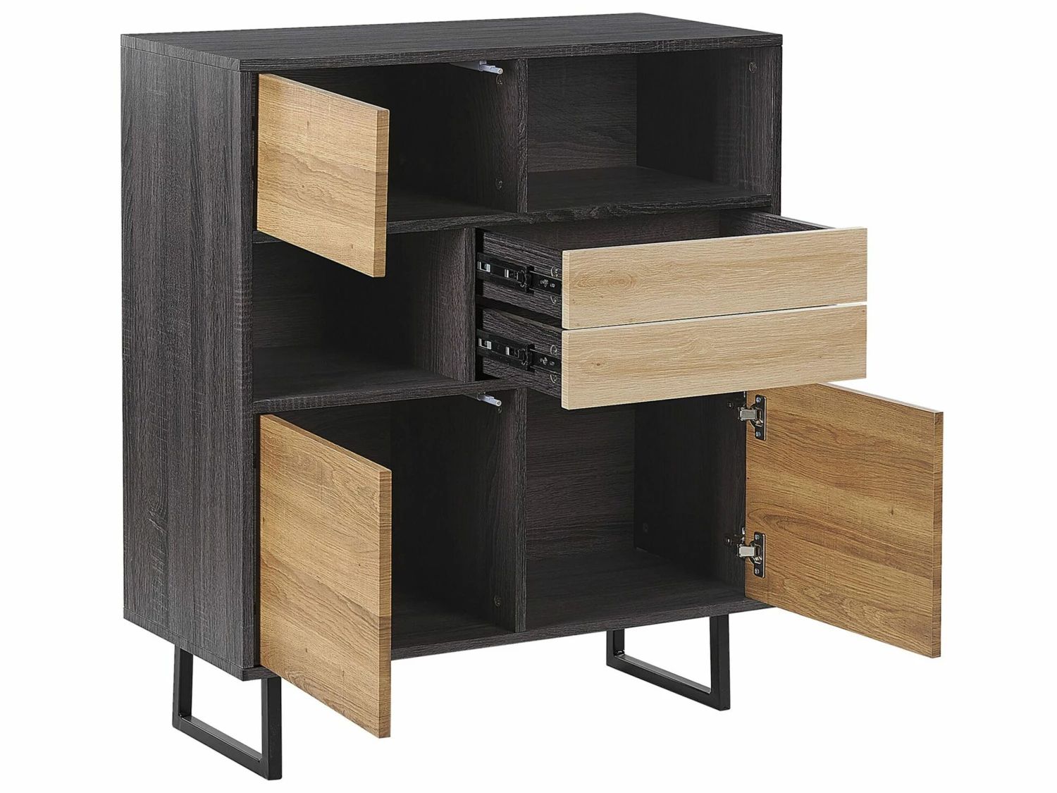 Sideboard Dunkler Holzfarbton 3 Schränke 2 Schubladen MAINE – Bild 6