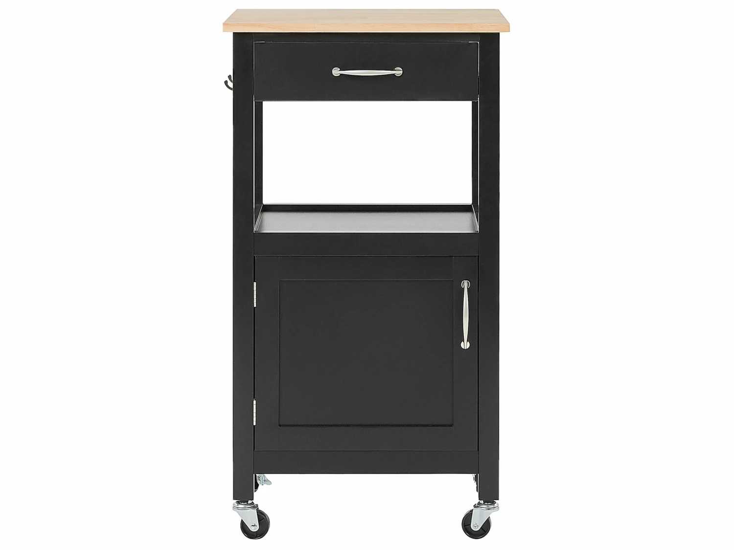 Servierwagen Schwarz / Heller Holzfarbton Mit Schublade SIENA – Bild 4