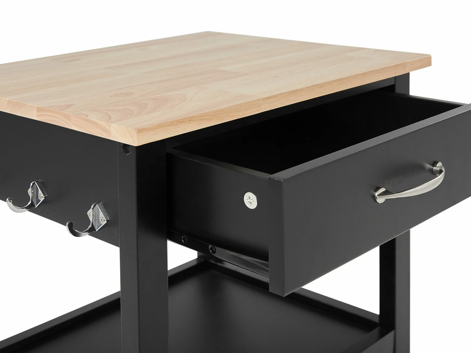 Servierwagen Schwarz / Heller Holzfarbton Mit Schublade SIENA – Bild 8