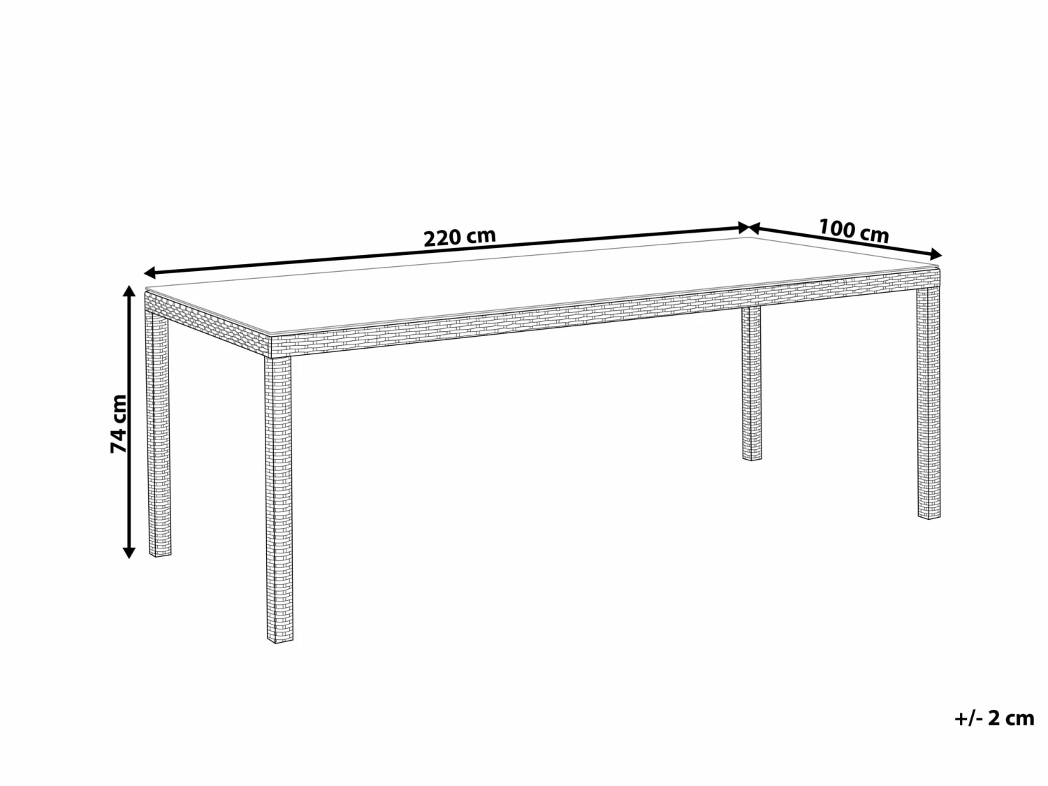 Gartentisch Rattan Dunkelbraun 220 X 100 Cm ITALY – Bild 8