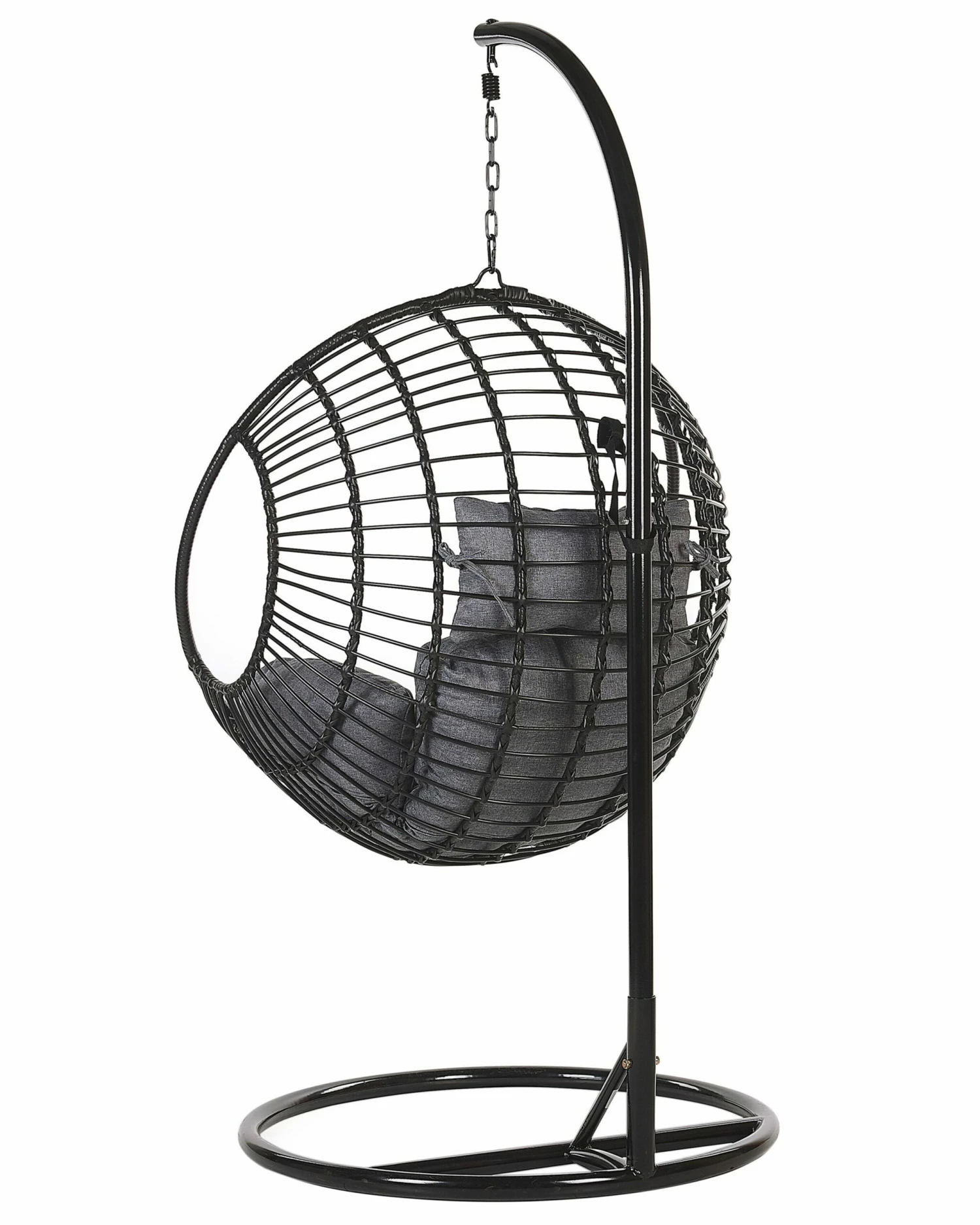Hängesessel Mit Gestell ø 97 Cm Rattan Schwarz ASPIO – Bild 7