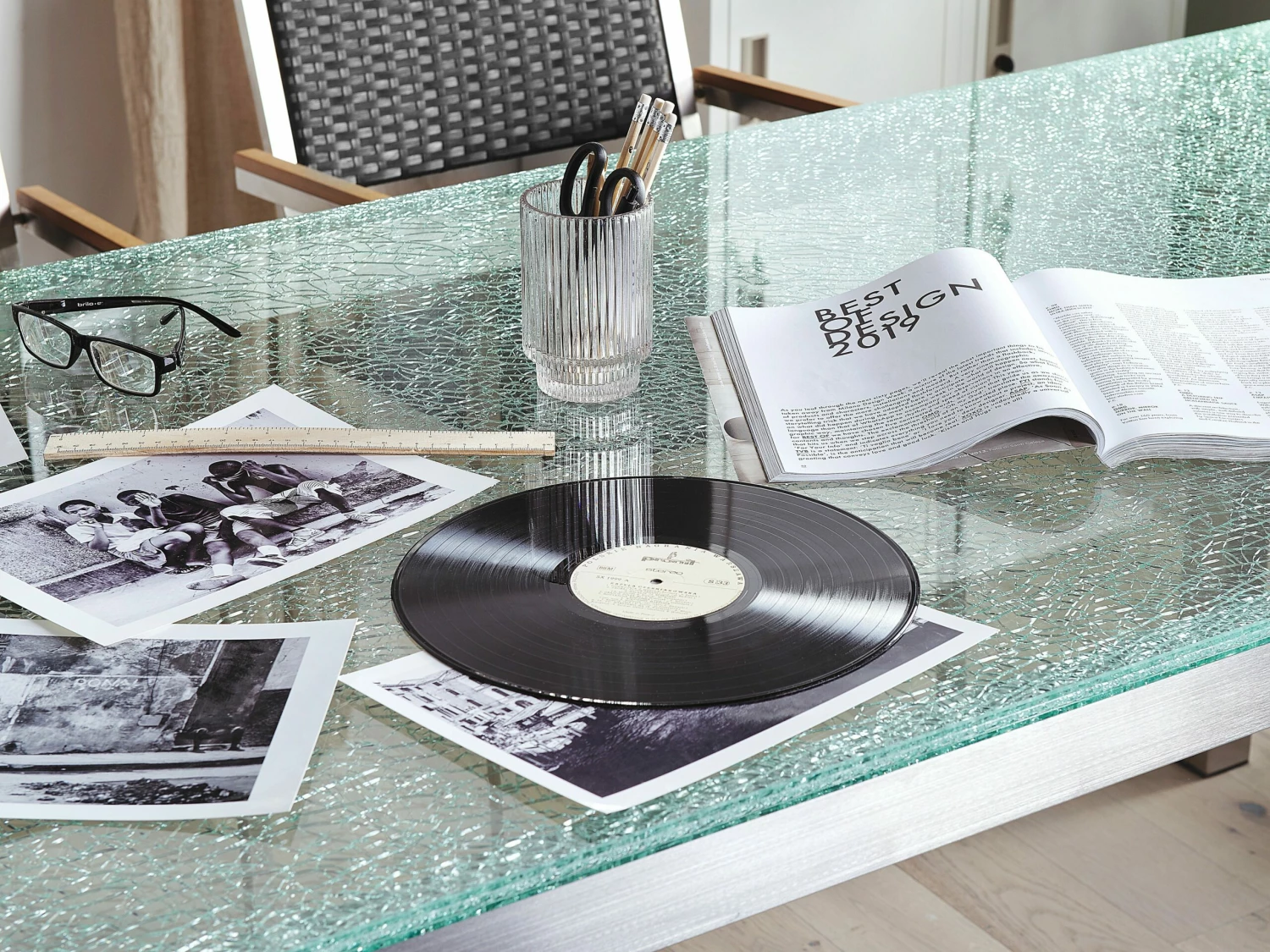 Gartenmöbel Set Crashglas 180 X 90 Cm 6Sitzer Stühle Textilbespannung Grau GROSSETO – Bild 4