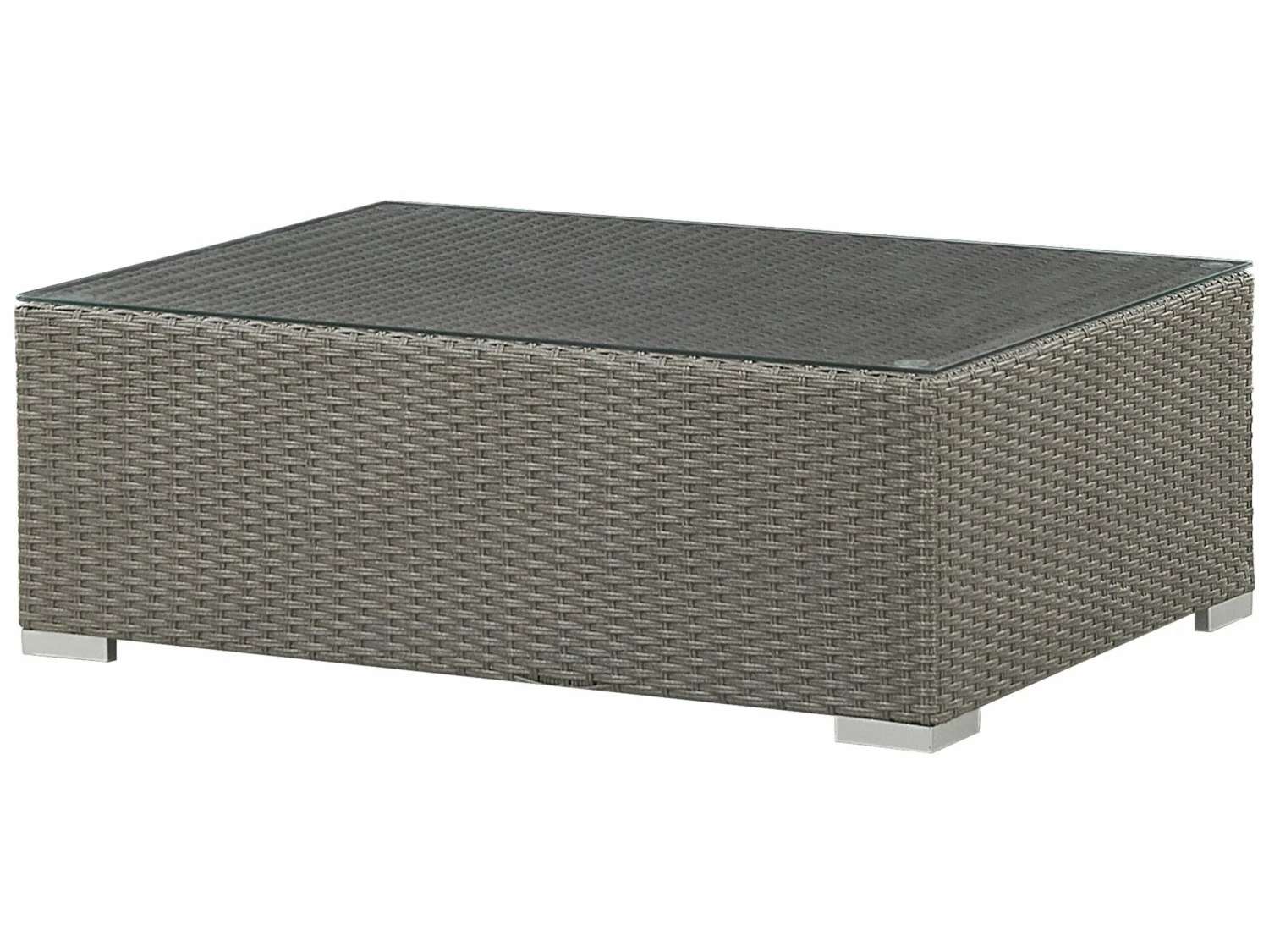 Lounge Set Rattan Taupe 8-Sitzer Auflagen Cremeweiß MAESTRO II – Bild 7