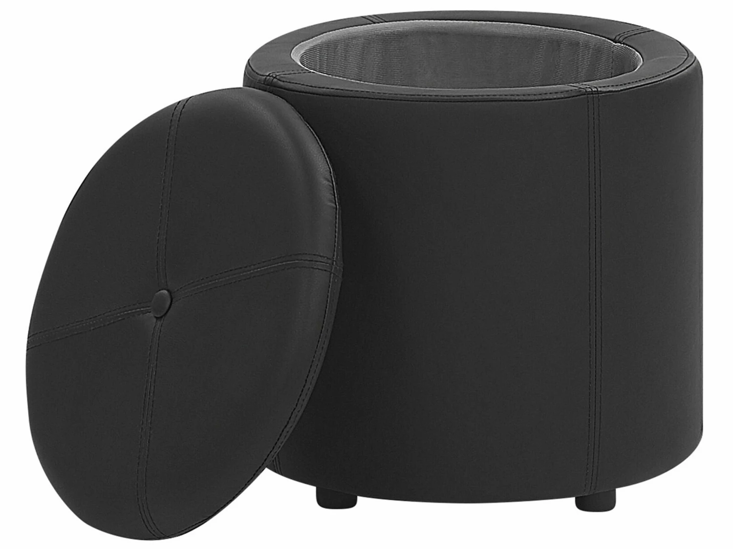 Pouf Mit Stauraum Kunstleder Schwarz ⌀ 38 Cm MARYLAND – Bild 4