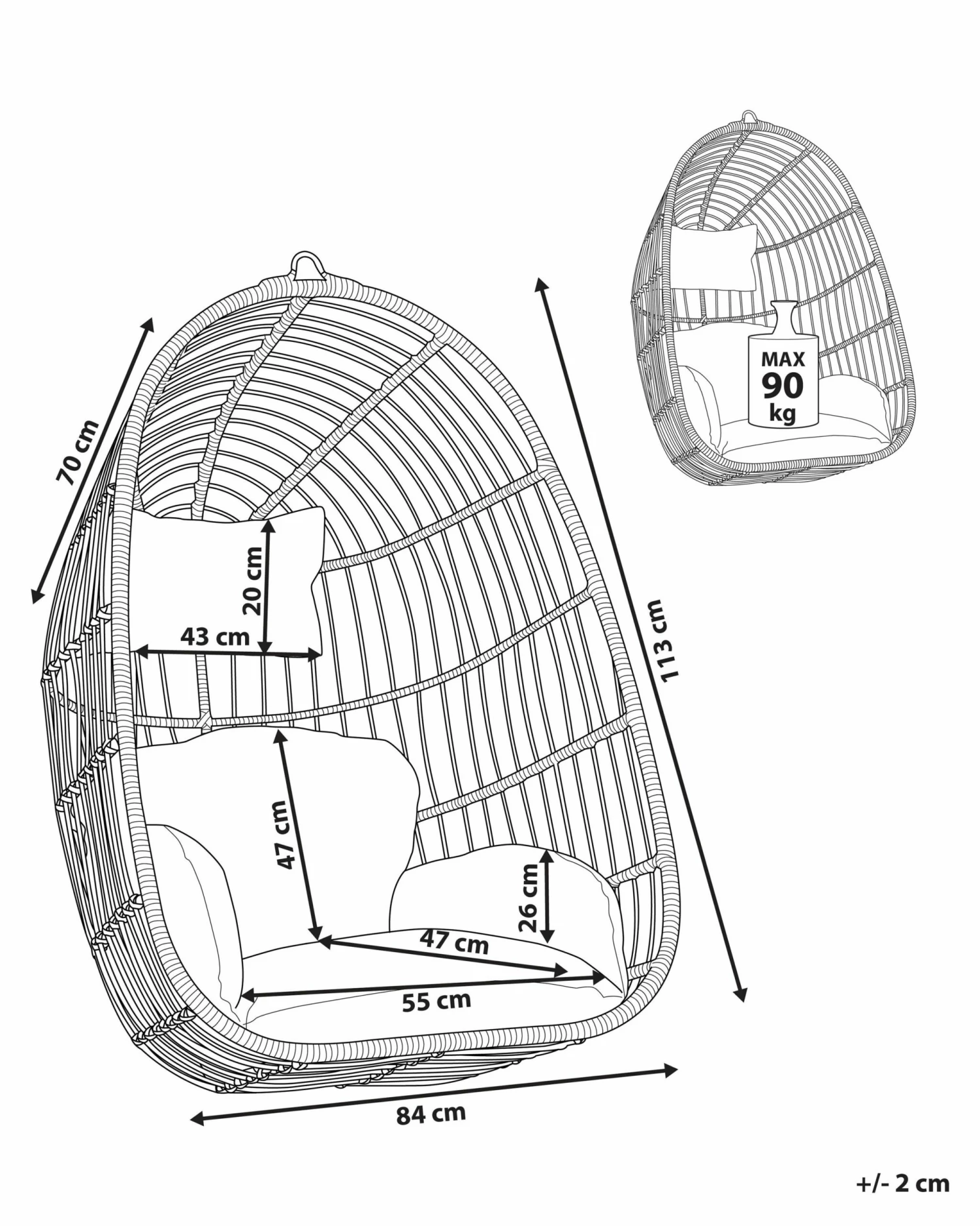 Hängesessel Rattan Natürlich CASOLI – Bild 10