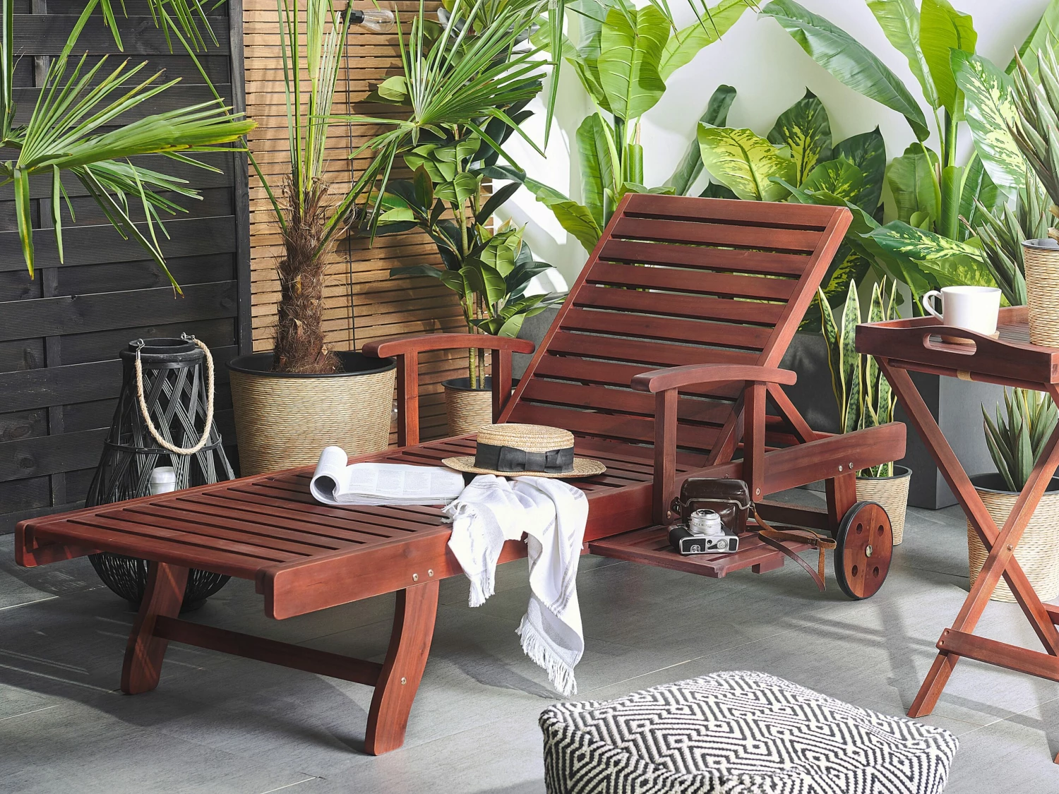 Gartenliege Akazienholz Dunkelbraun Rollbar TOSCANA – Bild 2