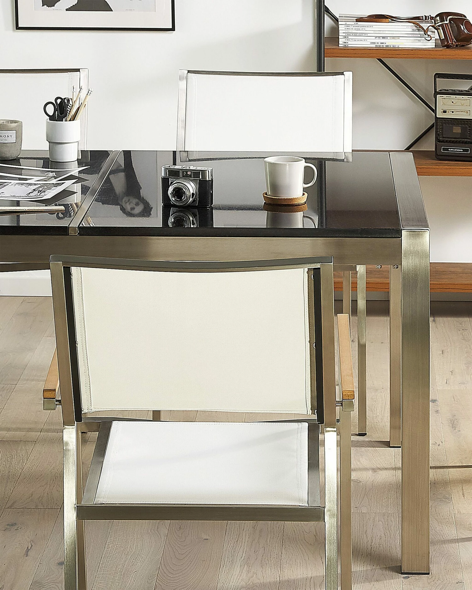 Gartenstuhl Weiß 6er Set Edelstahl GROSSETO – Bild 4