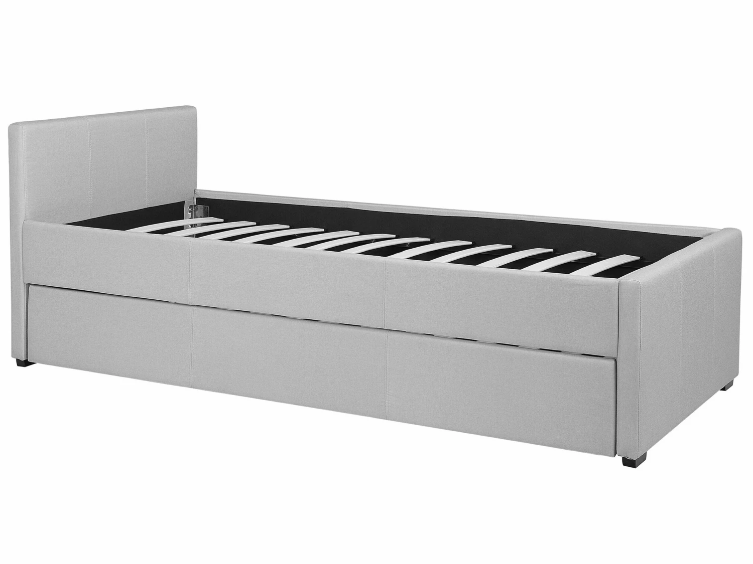 Tagesbett Ausziehbar Polsterbezug Hellgrau Leinenoptik Lattenrost 80 X 200 Cm MARMANDE – Bild 6