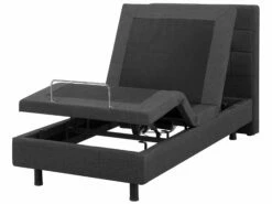 Polsterbett Leinenoptik Grau Elektrisch Verstellbar 80 X 200 Cm DUKE