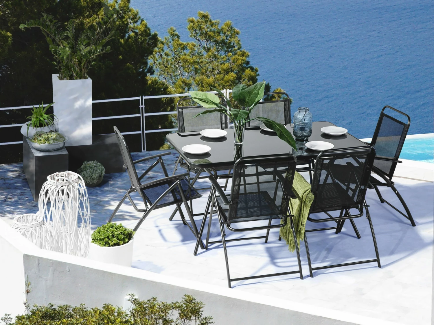 Gartenstuhl Stahl Schwarz Klappbar 6er Set LIVO – Bild 2