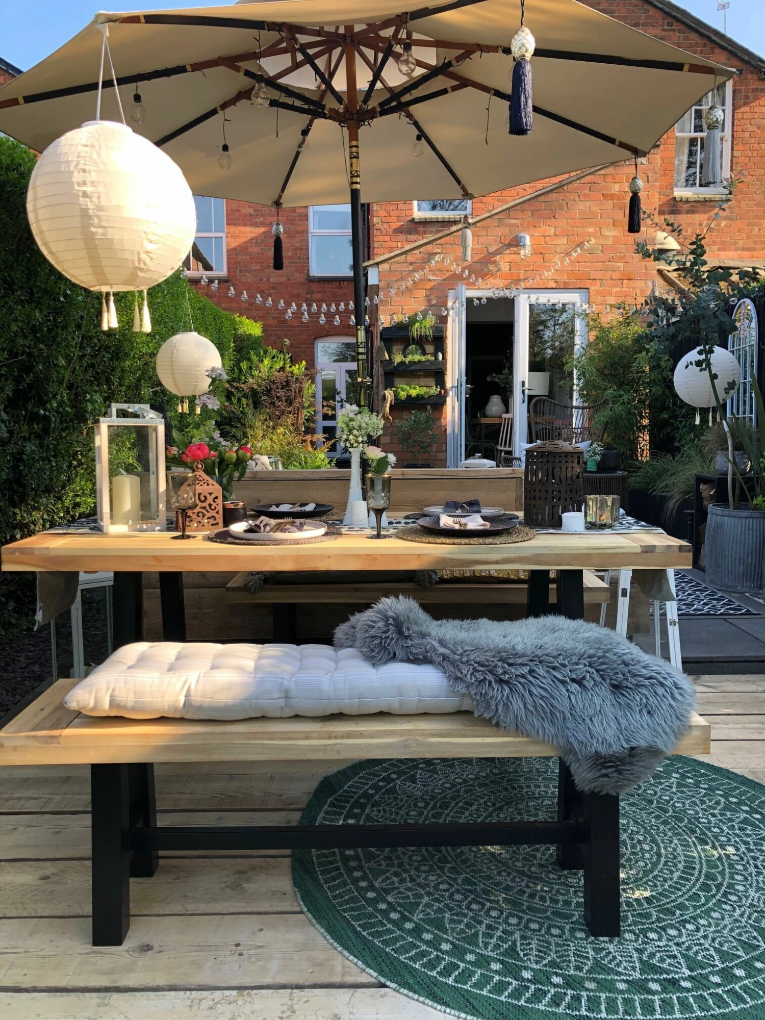 Sitzbank Akazienholz Schwarz / Hellbraun 140 Cm SCANIA – Bild 4