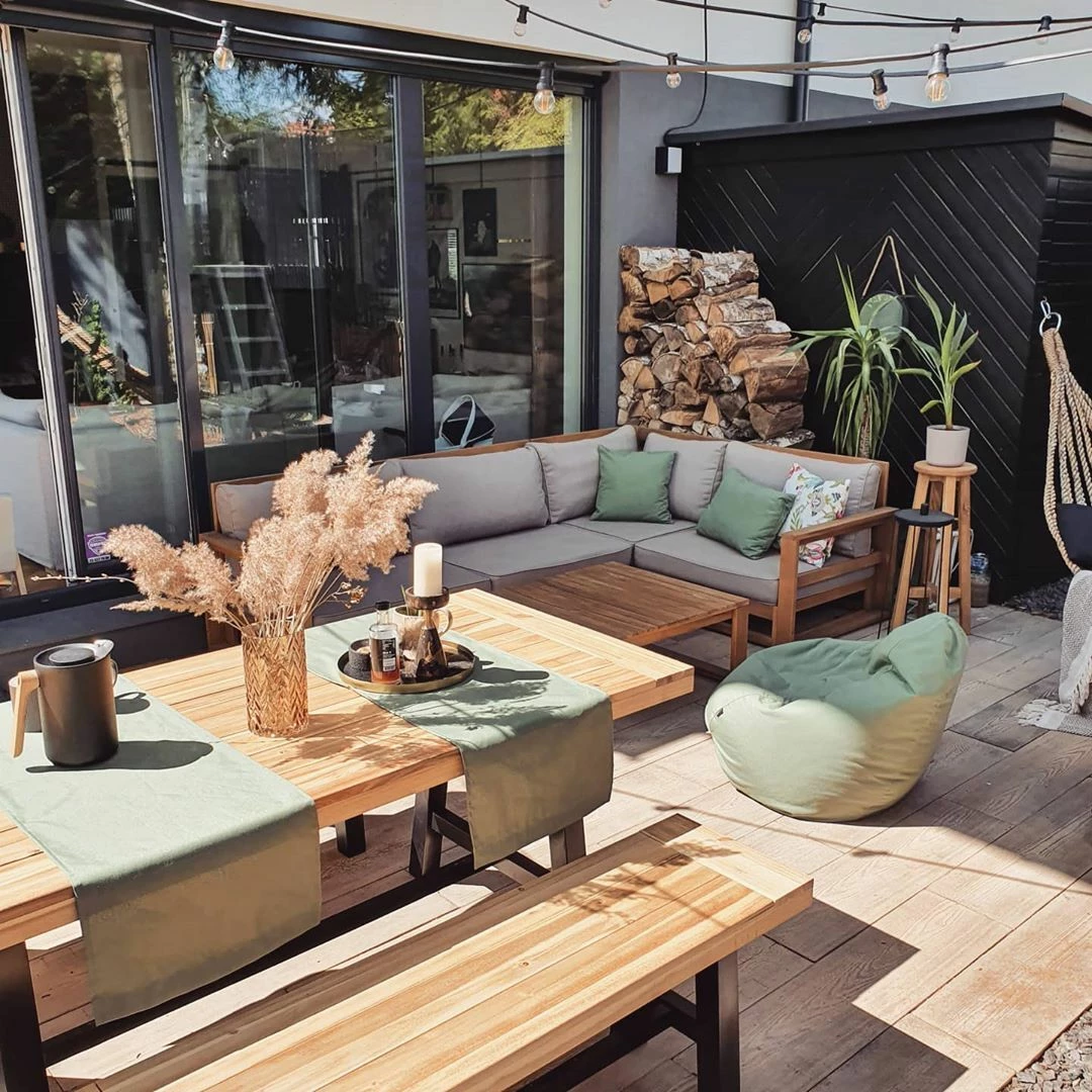 Sitzbank Akazienholz Schwarz / Hellbraun 140 Cm SCANIA – Bild 6