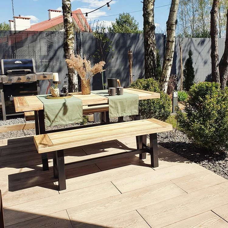 Sitzbank Akazienholz Schwarz / Hellbraun 140 Cm SCANIA – Bild 7