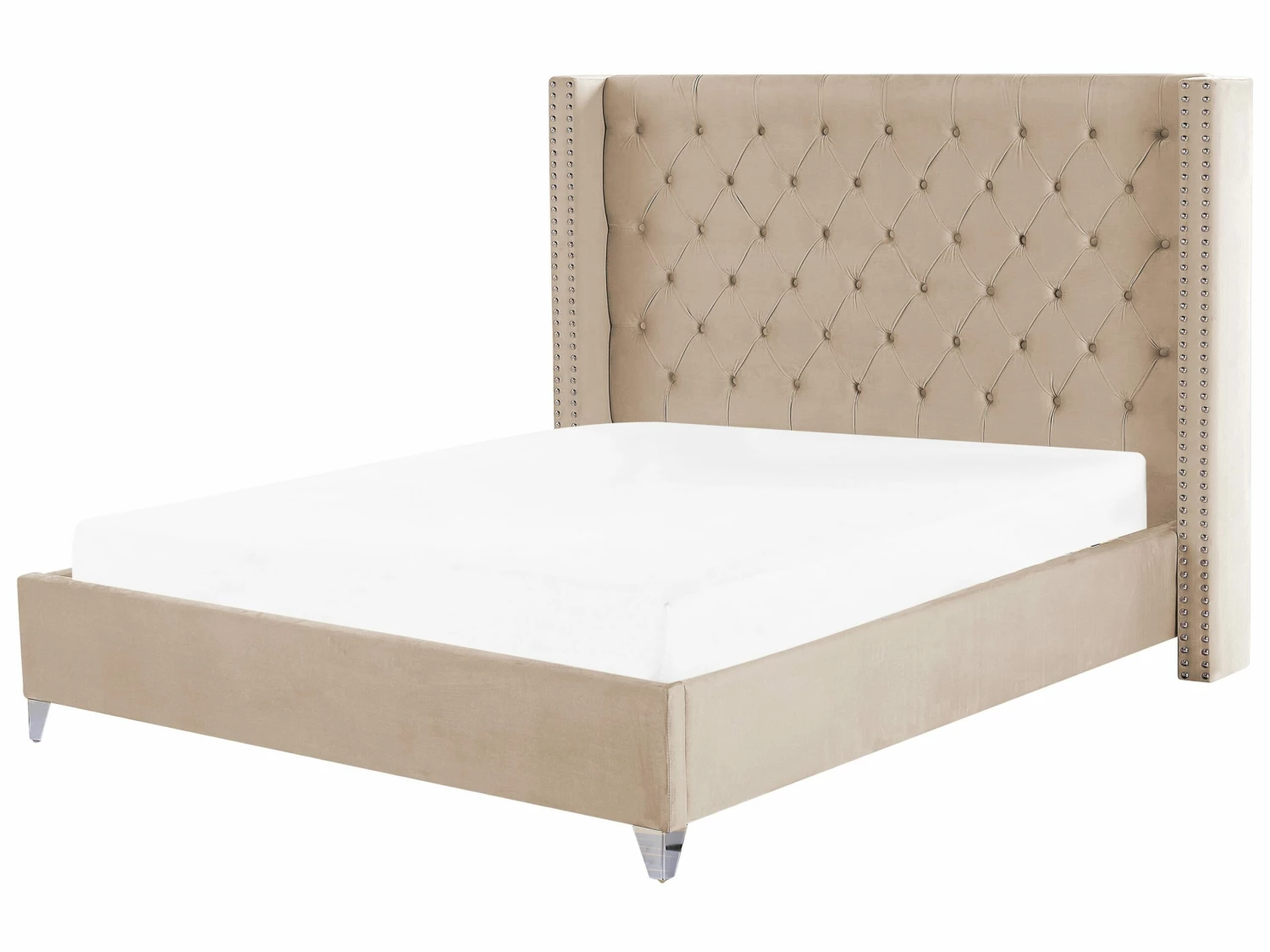 Polsterbett Samtstoff Beige Lattenrost Verschiedene Größen LUBBON