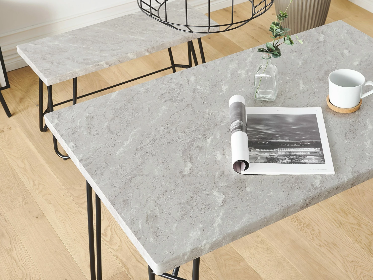 Essgruppe Grau Marmor Optik 4-Sitzer 110 X 70 Cm KEMPTON – Bild 3