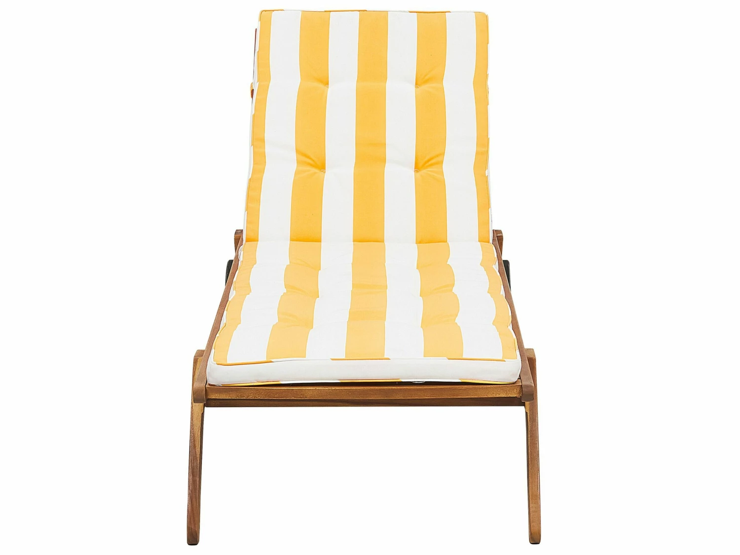 Gartenliege Akazienholz Hellbraun Auflage Gelb Gestreift Rollbar CESANA – Bild 4