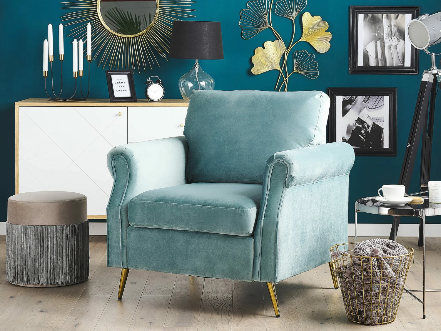 Sessel Samtstoff Mintgrün VIETAS – Bild 2