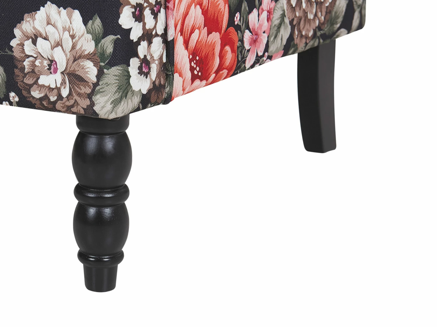 Sessel Polsterbezug Schwarz Blumenmuster Plus Hocker SANDSET – Bild 7