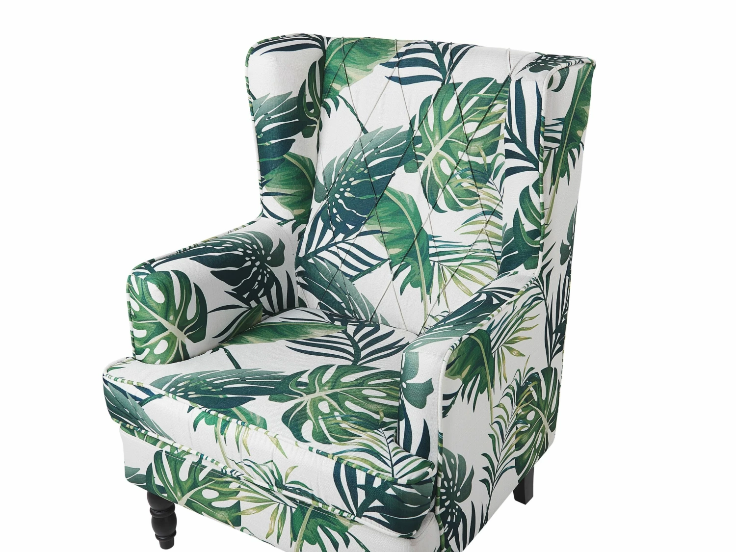 Sessel Polsterbezug Weiß-grün Blättermuster Plus Hocker SANDSET – Bild 6