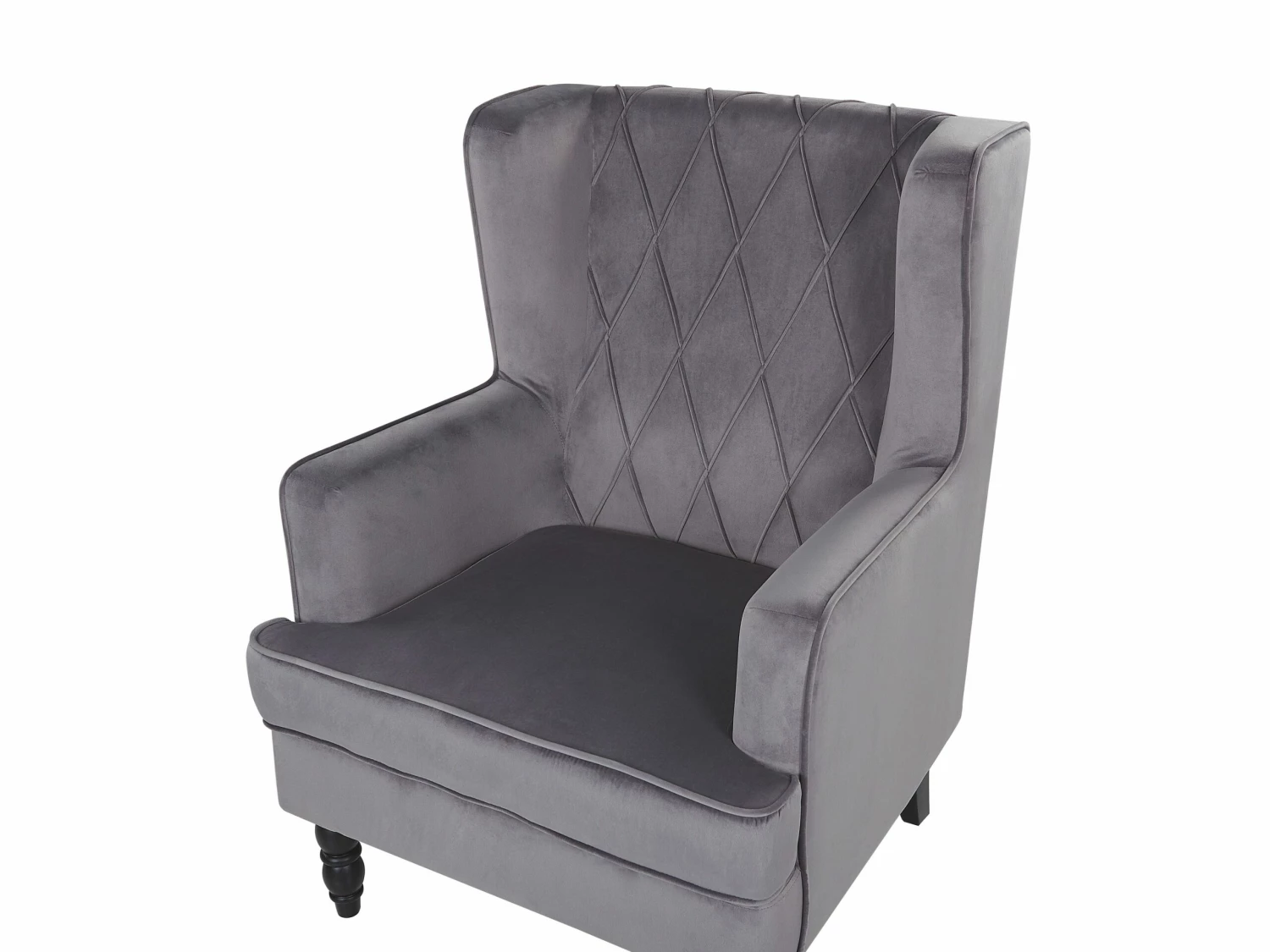 Sessel Samtstoff Grau Plus Hocker SANDSET – Bild 6