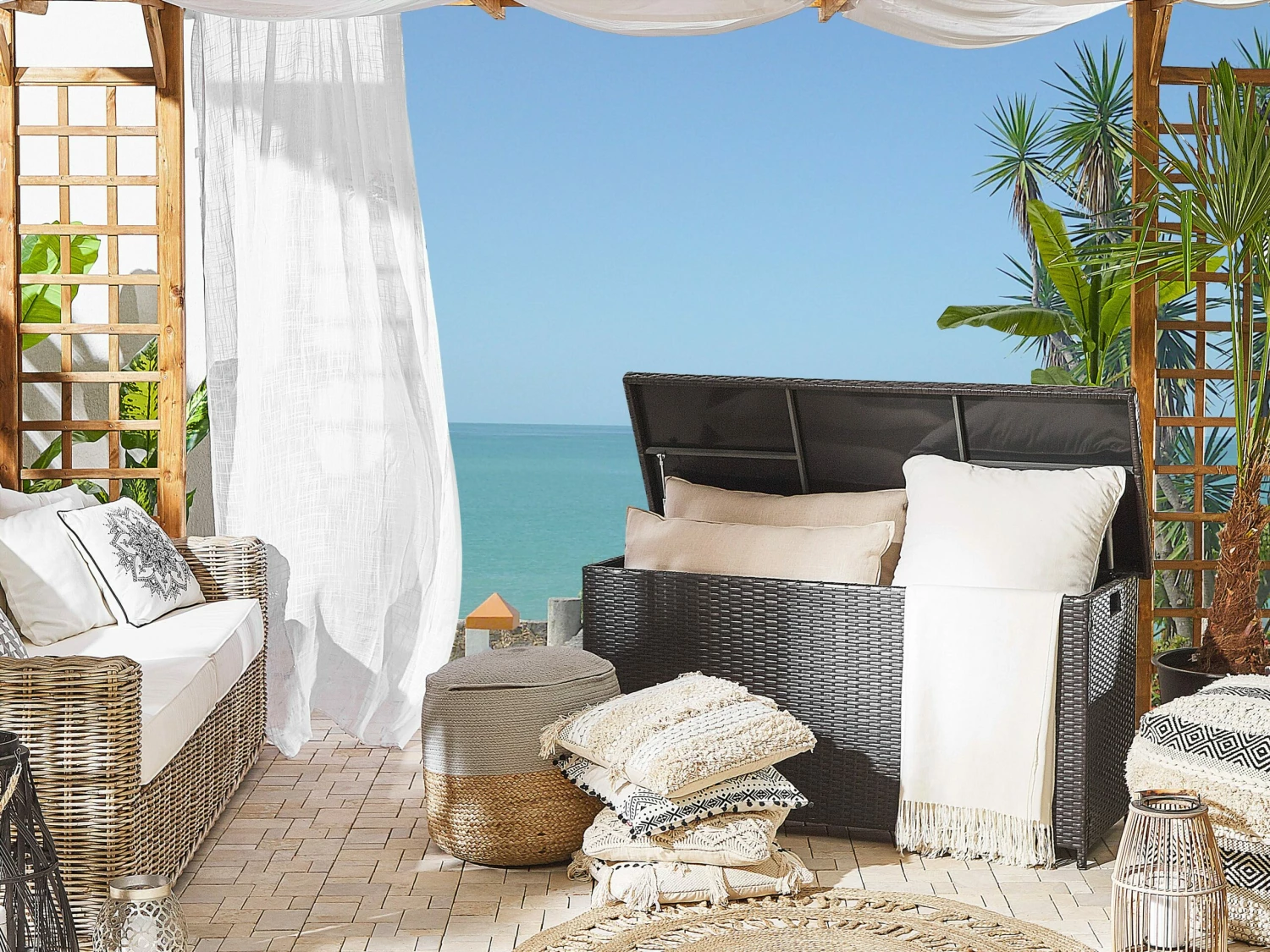 Auflagenbox Rattan Braun 126 X 46 Cm MODENA – Bild 2