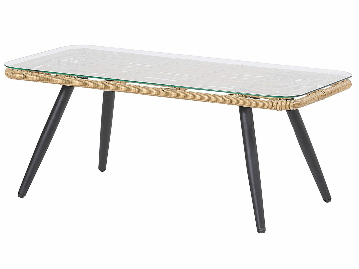 Lounge Set Rattan Natürlich 4-Sitzer Auflagen Graphitgrau FOBELLO – Bild 10