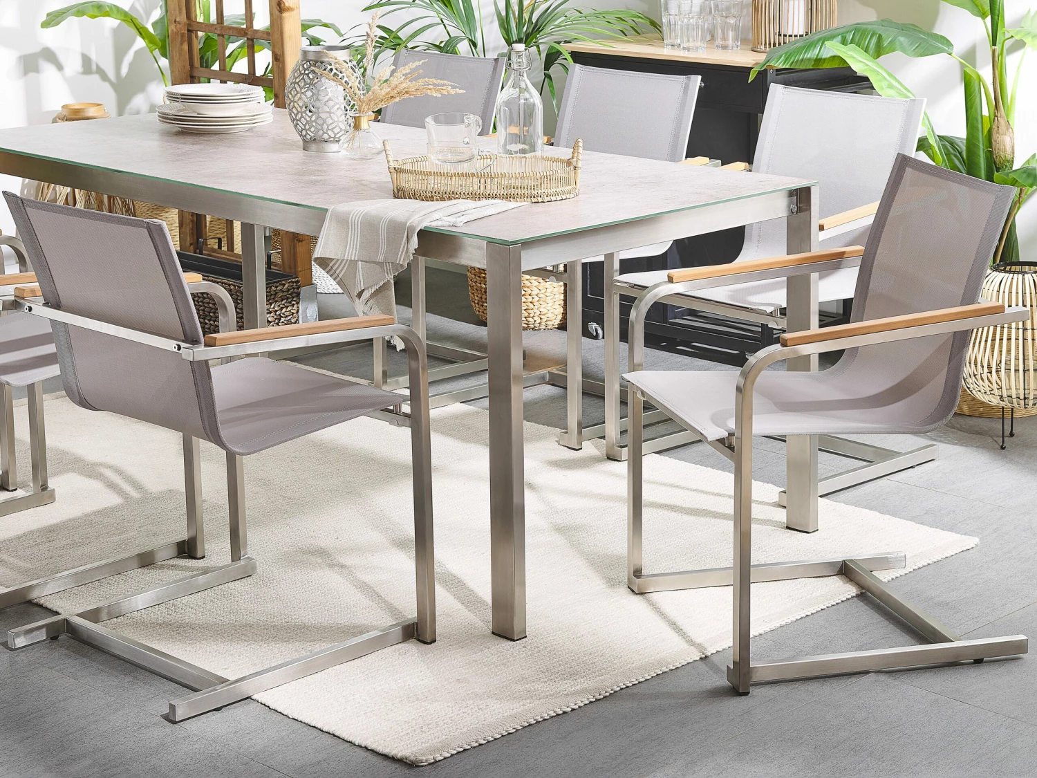 Gartenstuhl Edelstahl Beige 6er Set COSOLETO – Bild 3