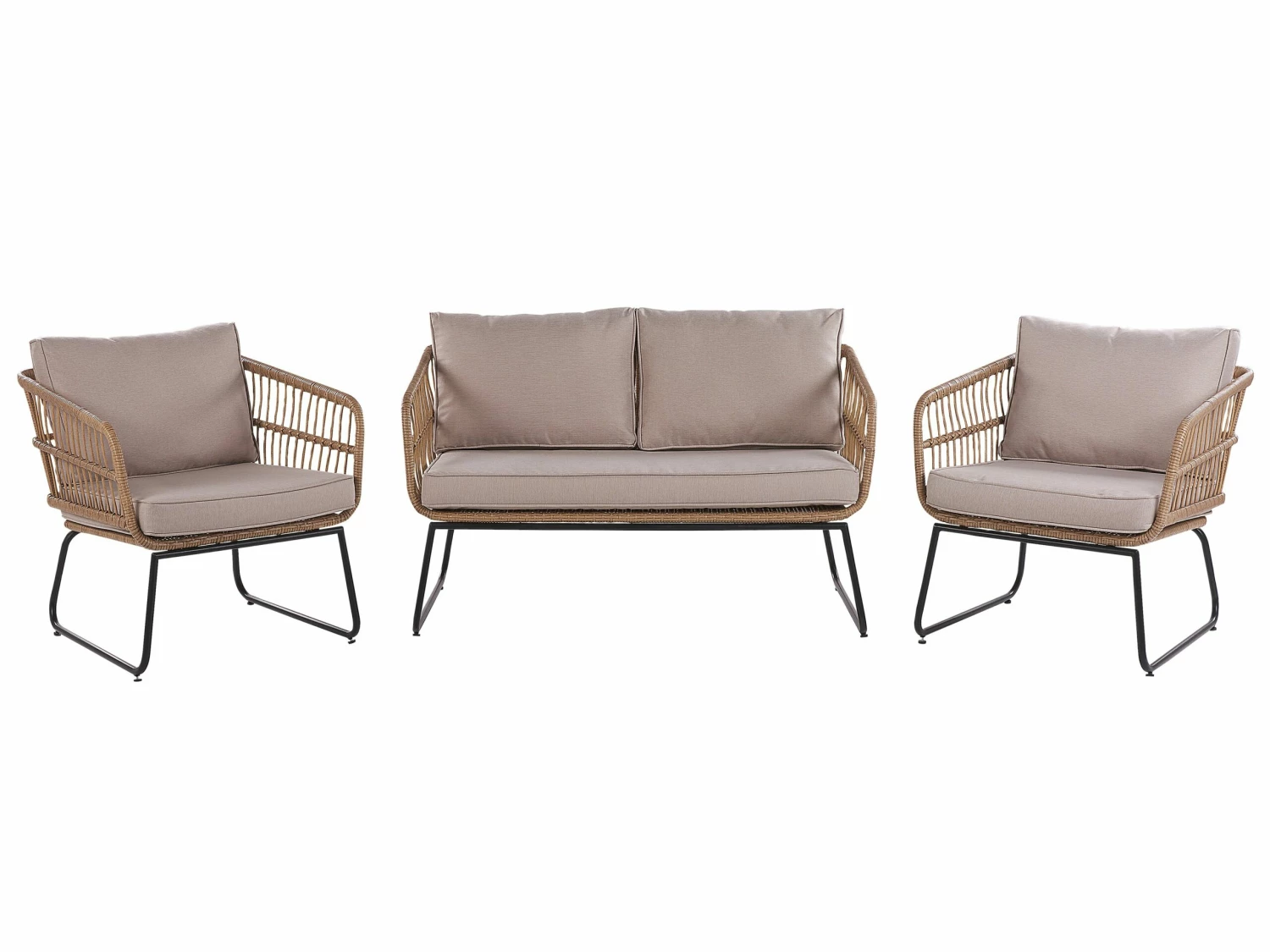 Gartenmöbel Set Rattan 4-Sitzer Auflagen Beige RAVELLO – Bild 3