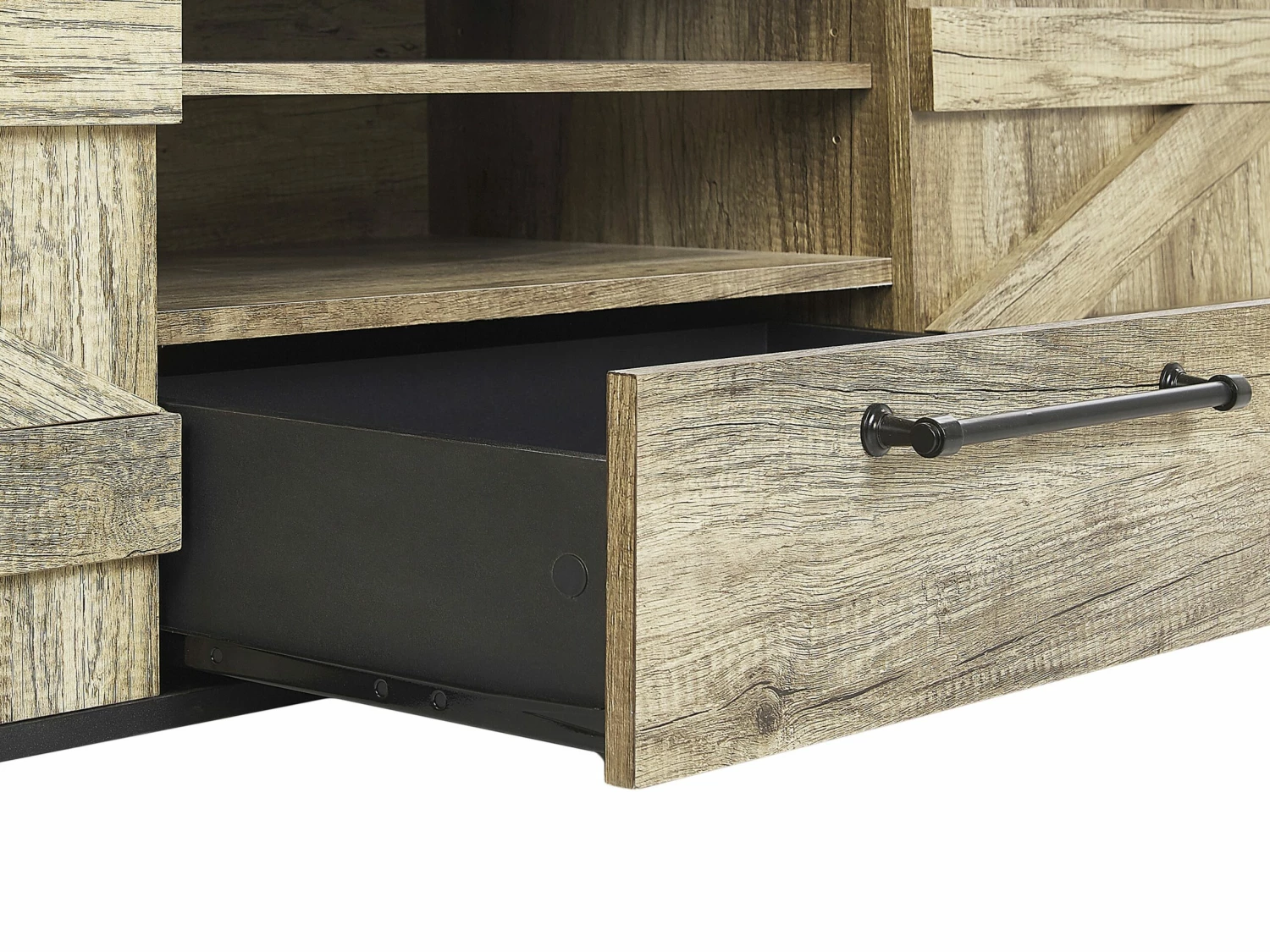 TV-Möbel Heller Holzfarbton / Schwarz 150 X 40 X 43 Cm SALTER – Bild 10