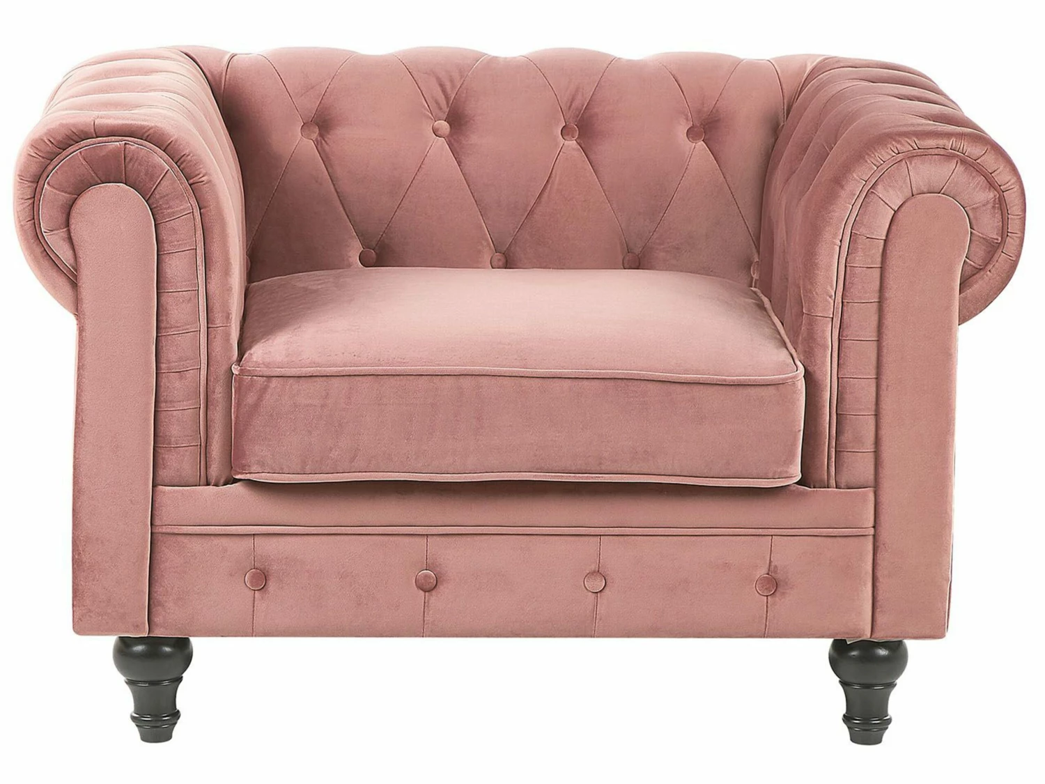 Sessel Samtstoff Rosa Rautenmuster CHESTERFIELD – Bild 4