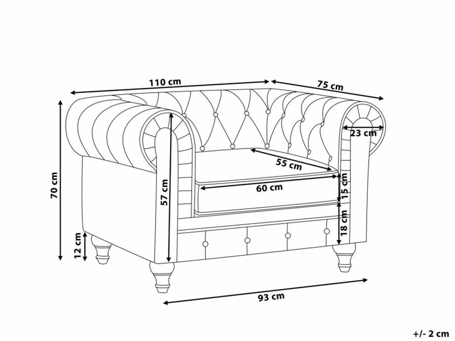 Sessel Samtstoff Rosa Rautenmuster CHESTERFIELD – Bild 10