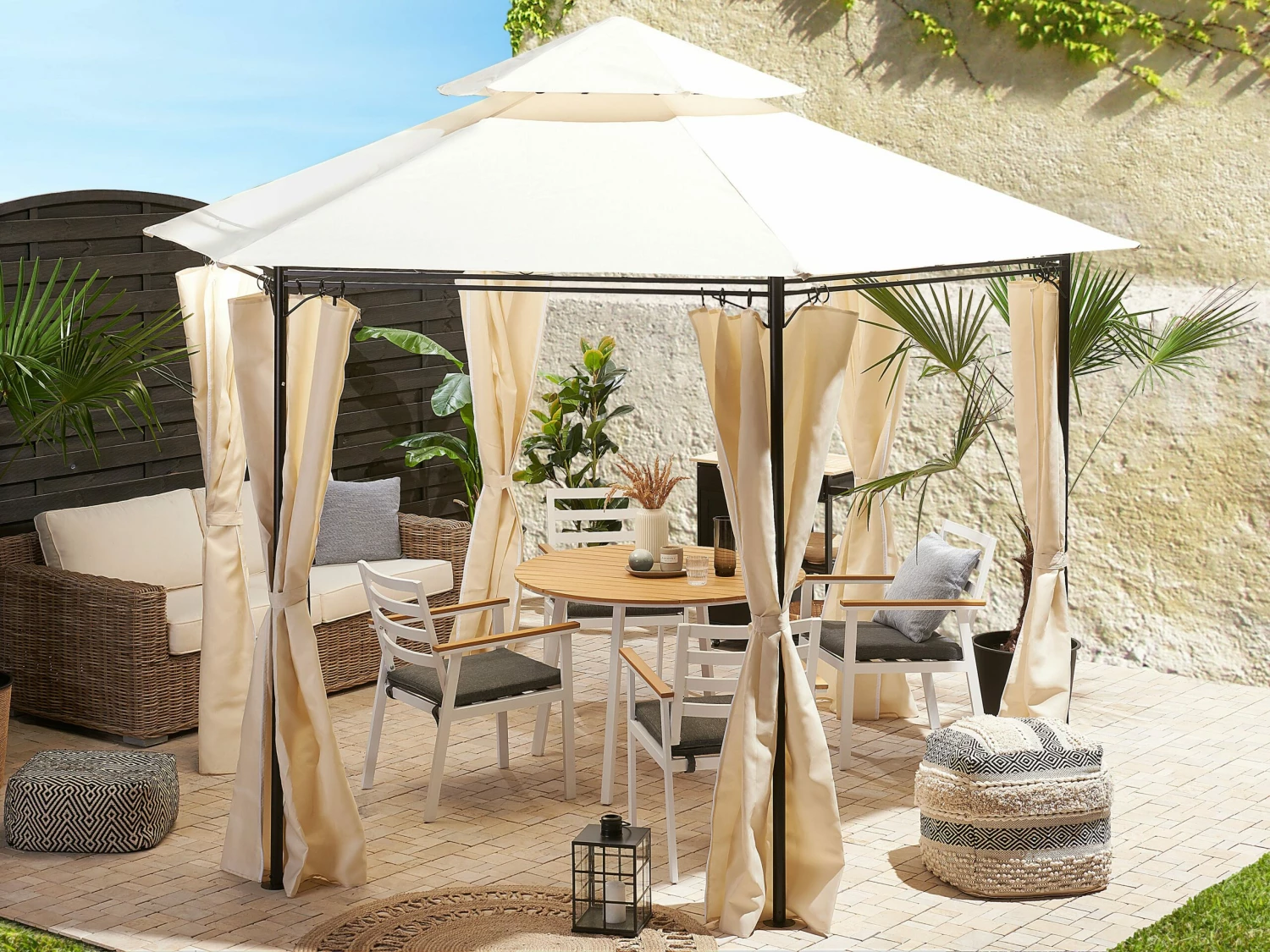 Pavillon Stahl Beige ⌀ 350 Cm PORTEL – Bild 2