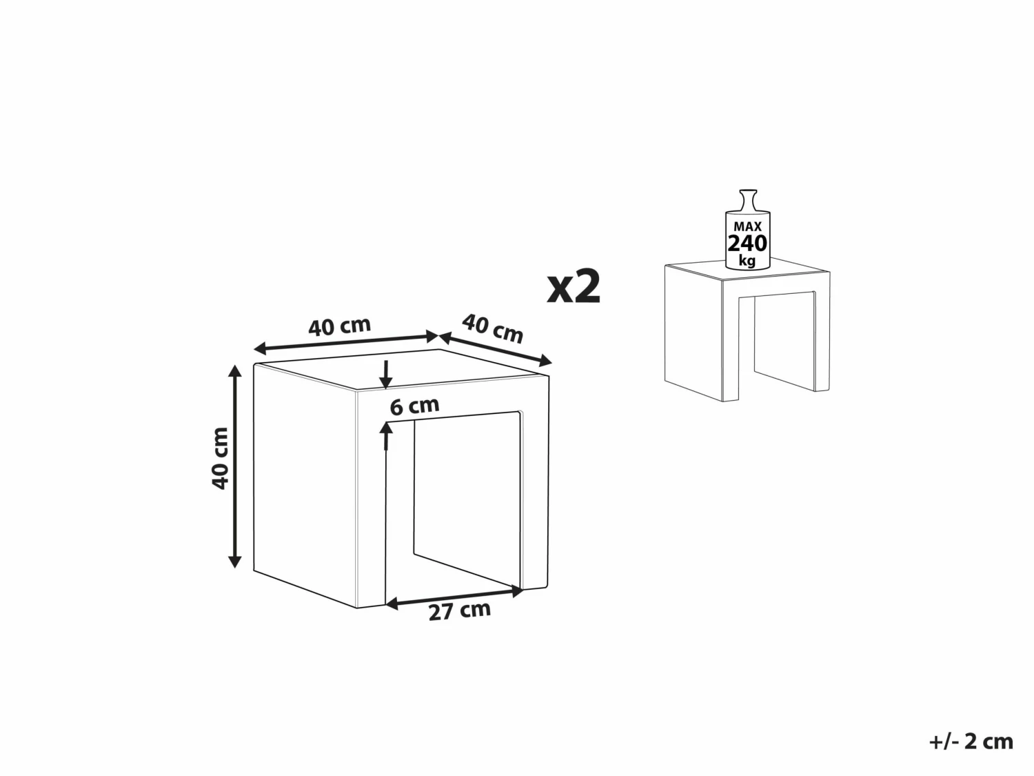 Gartenstuhl Beton Grau Matt U-Form 2er Set TARANTO – Bild 10