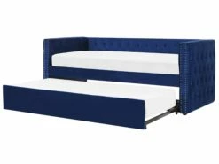 Tagesbett Ausziehbar Samtstoff Marineblau Lattenrost 90 X 200 Cm GASSIN