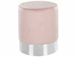 Pouf Samtstoff Rosa / Silber ⌀ 36 Cm Rund BRIGITTE