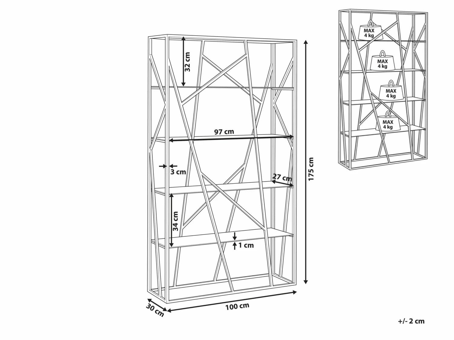 Regal Edelstahl Silber Glänzend Glasböden 4 Fächer HOXIE – Bild 9