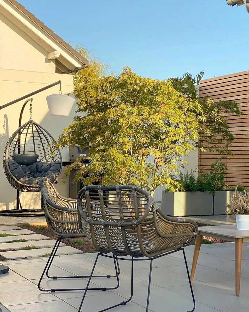 Hängesessel Mit Gestell ø 97 Cm Rattan Grau ARSITA – Bild 3