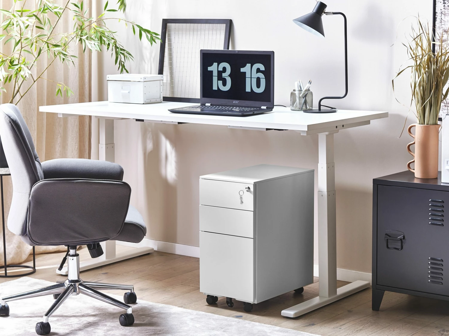 Aktenschrank Metall Weiß 3 Schubladen Mit Rollen BOLSENA – Bild 2