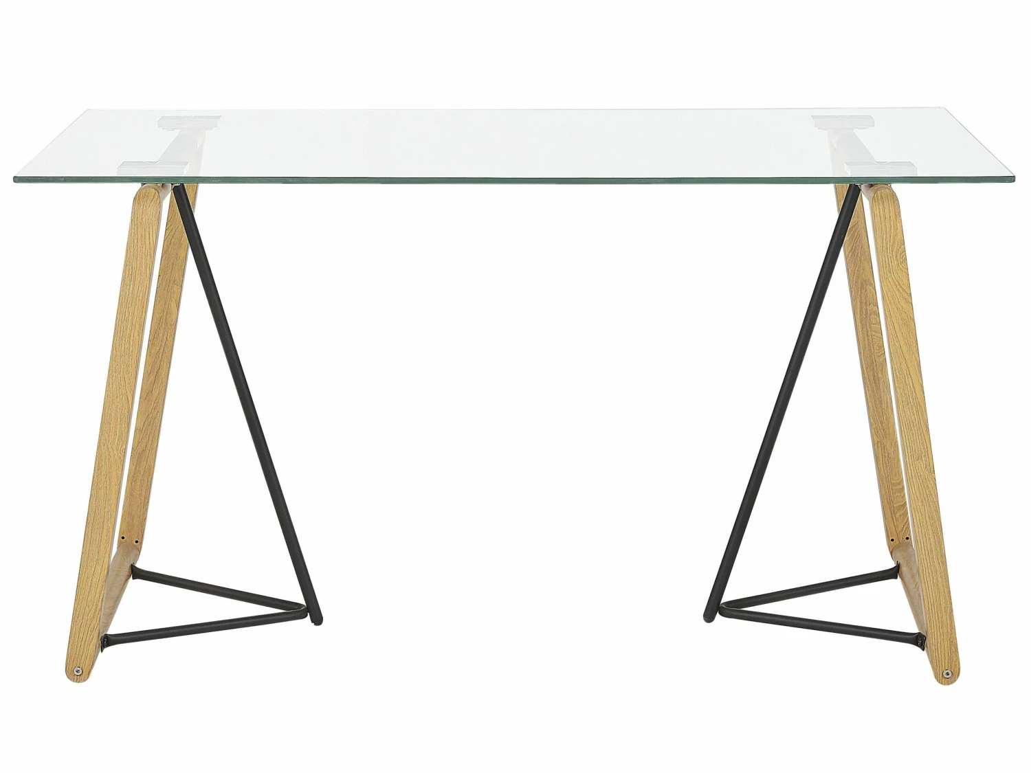 Esstisch Glas Heller Holzfarbton / Schwarz 140 X 80 Cm TACOMA – Bild 3