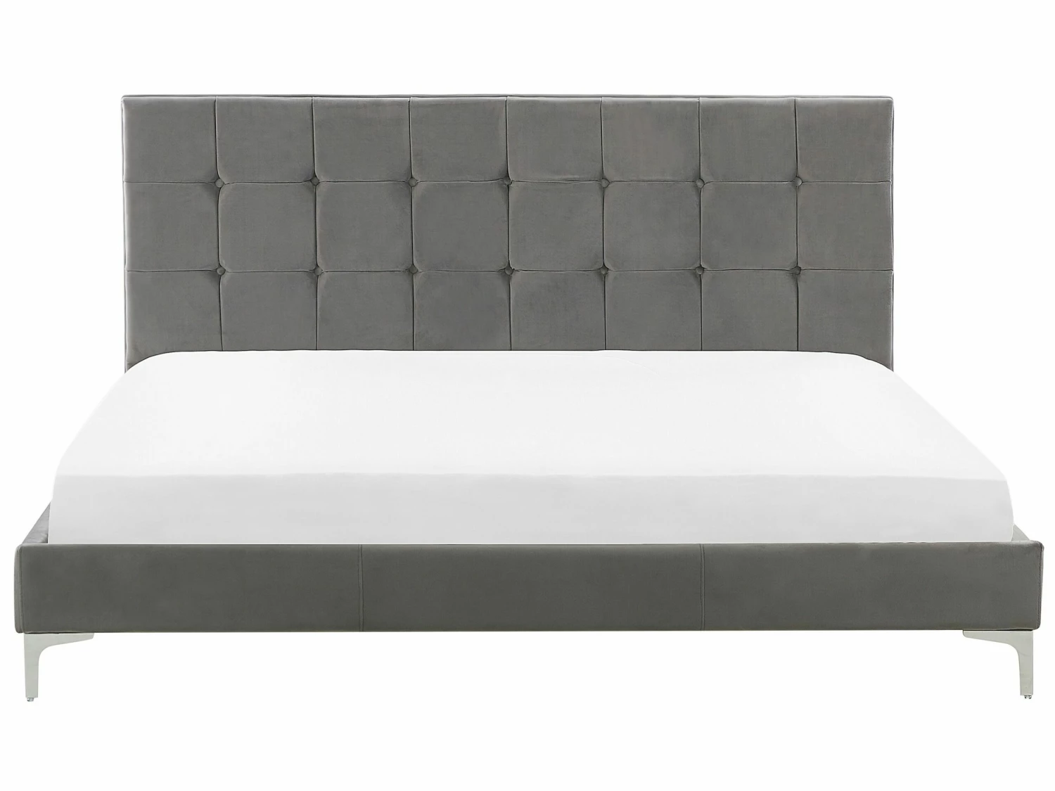 Polsterbett Samtstoff Grau Lattenrost Verschiedene Größen AMBERT – Bild 3