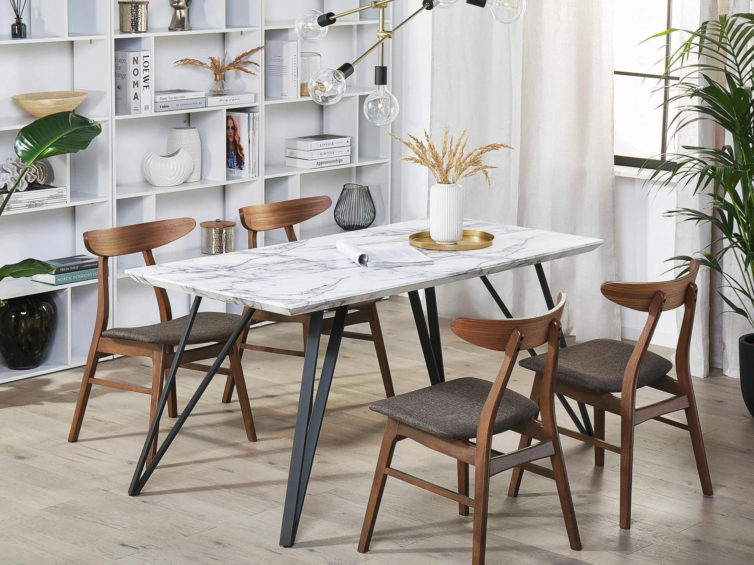 Esstisch Marmor Optik Weiß / Schwarz 150 X 80 Cm MOLDEN – Bild 2