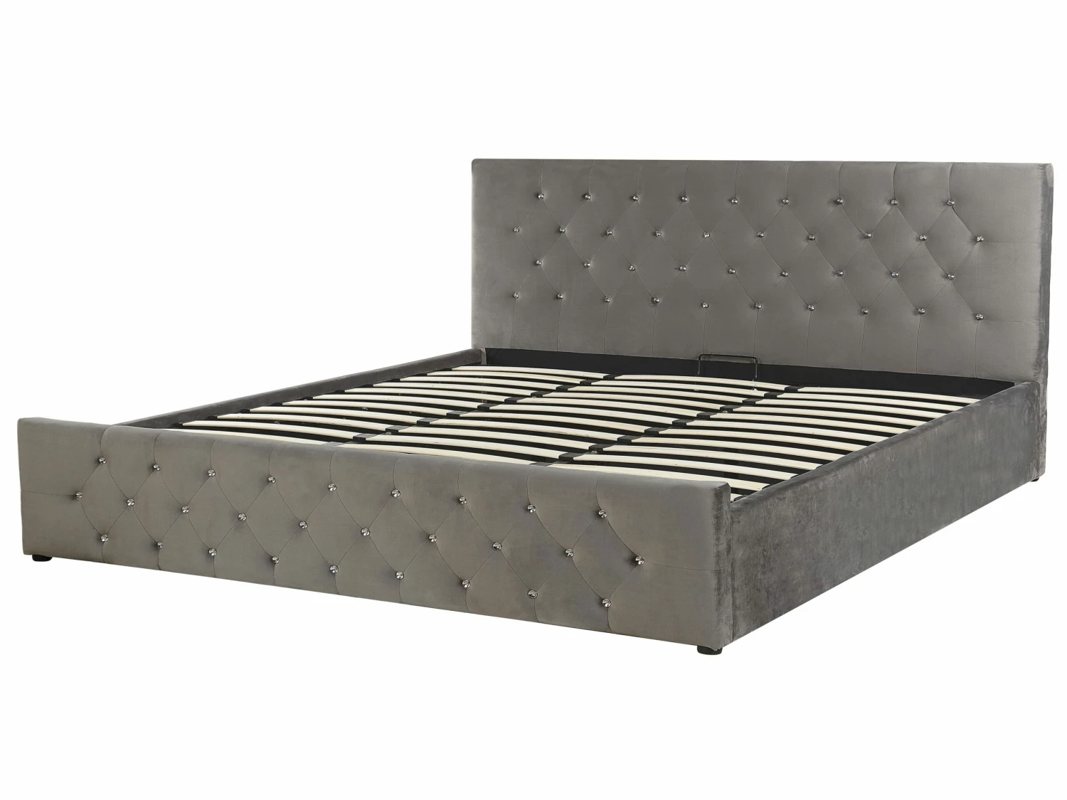 Polsterbett Samtstoff Grau Mit Bettkasten Hochklappbar Verschiedene Größen AMIENS – Bild 4