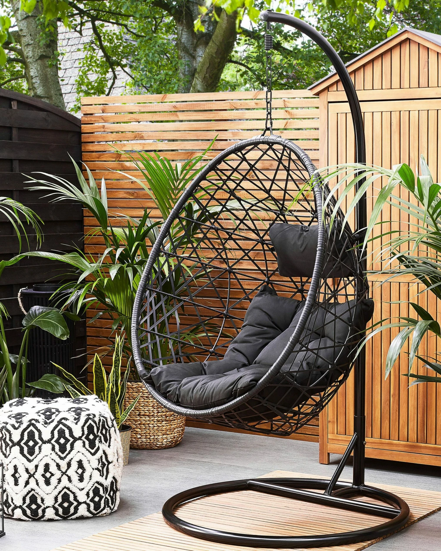 Hängesessel Mit Gestell Rattan Schwarz ø 96 Cm ALATRI – Bild 2