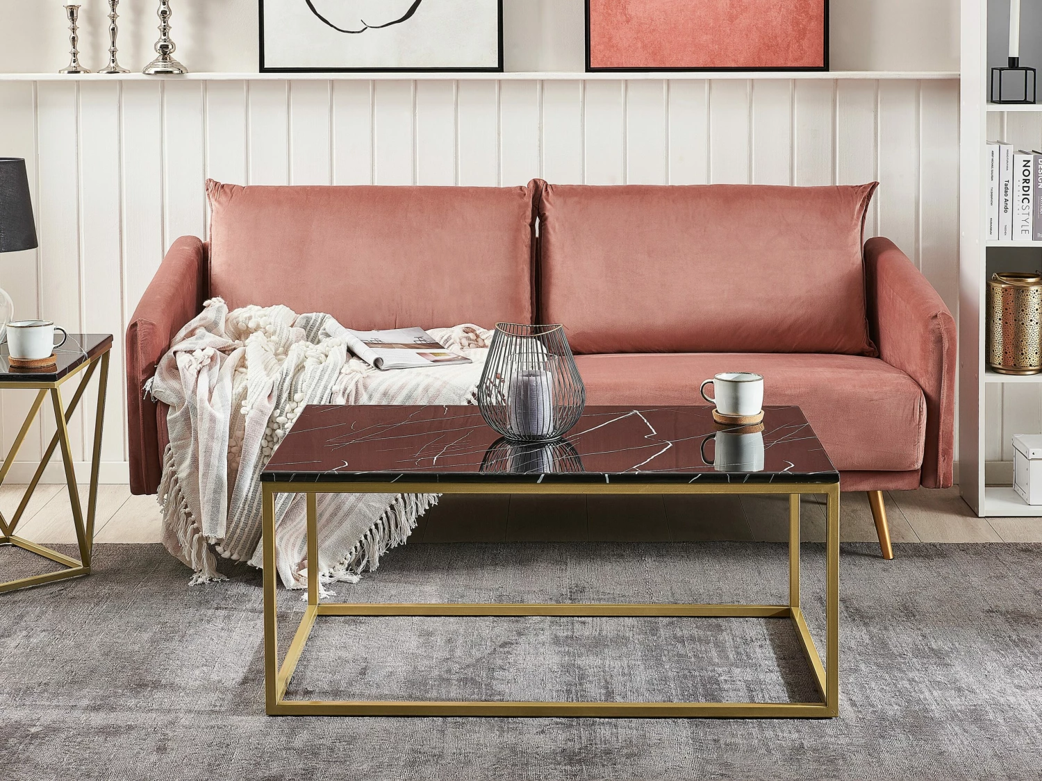 Couchtisch Schwarz / Gold Marmor Optik Rechteckig 60 X 100 Cm DELANO – Bild 2