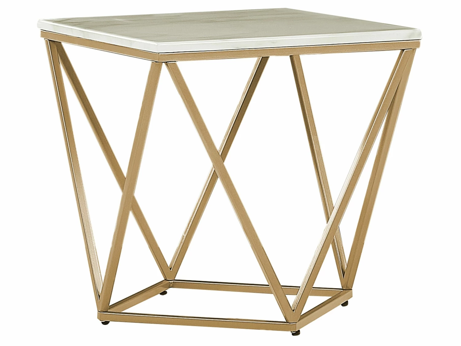 Beistelltisch Beige / Gold Marmor Optik Quadratisch 50 X 50 Cm MALIBU