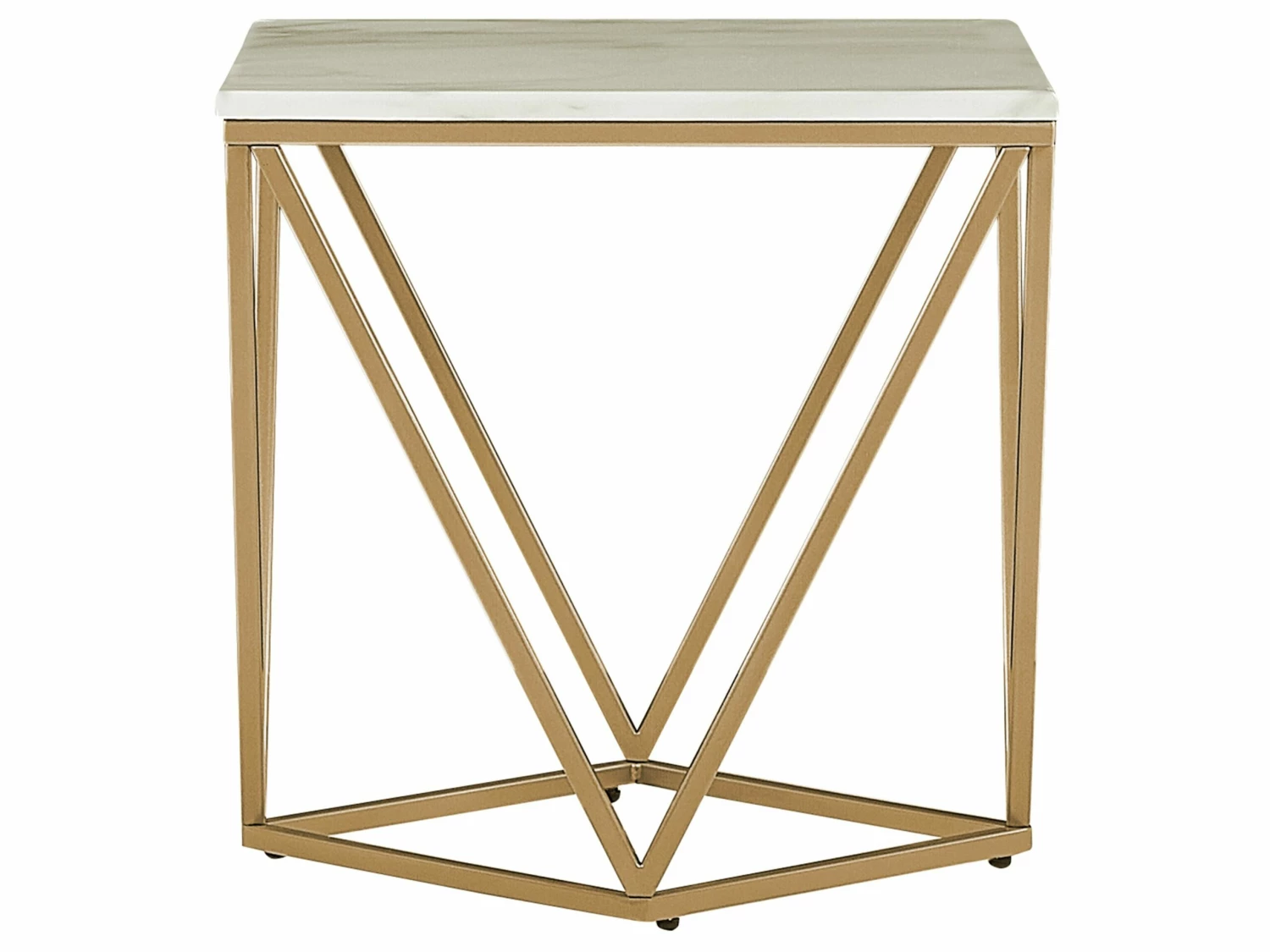Beistelltisch Beige / Gold Marmor Optik Quadratisch 50 X 50 Cm MALIBU – Bild 4