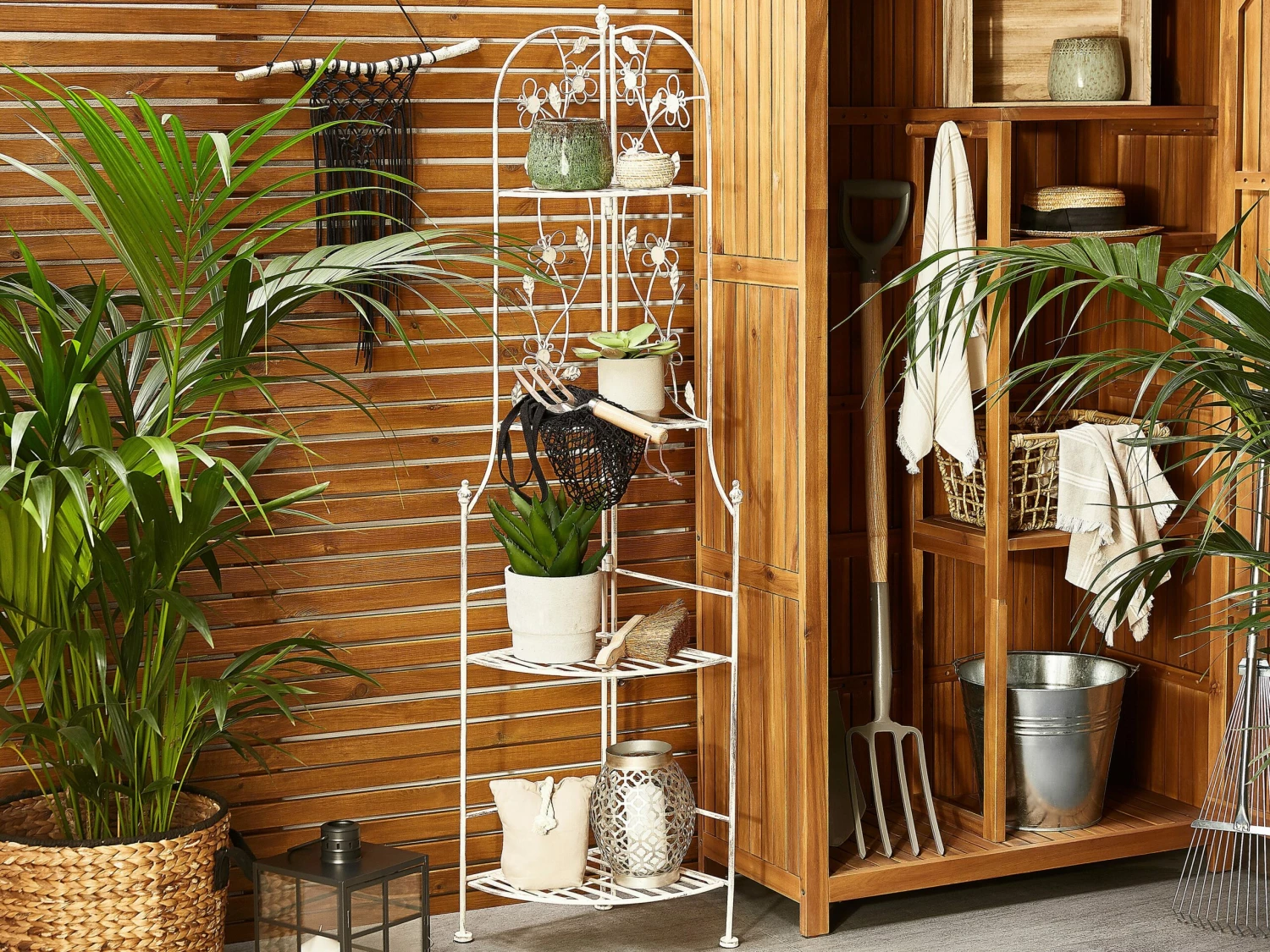 Eckregal Weiß Metall 4 Ablageflächen Klappbar BIELLA – Bild 2